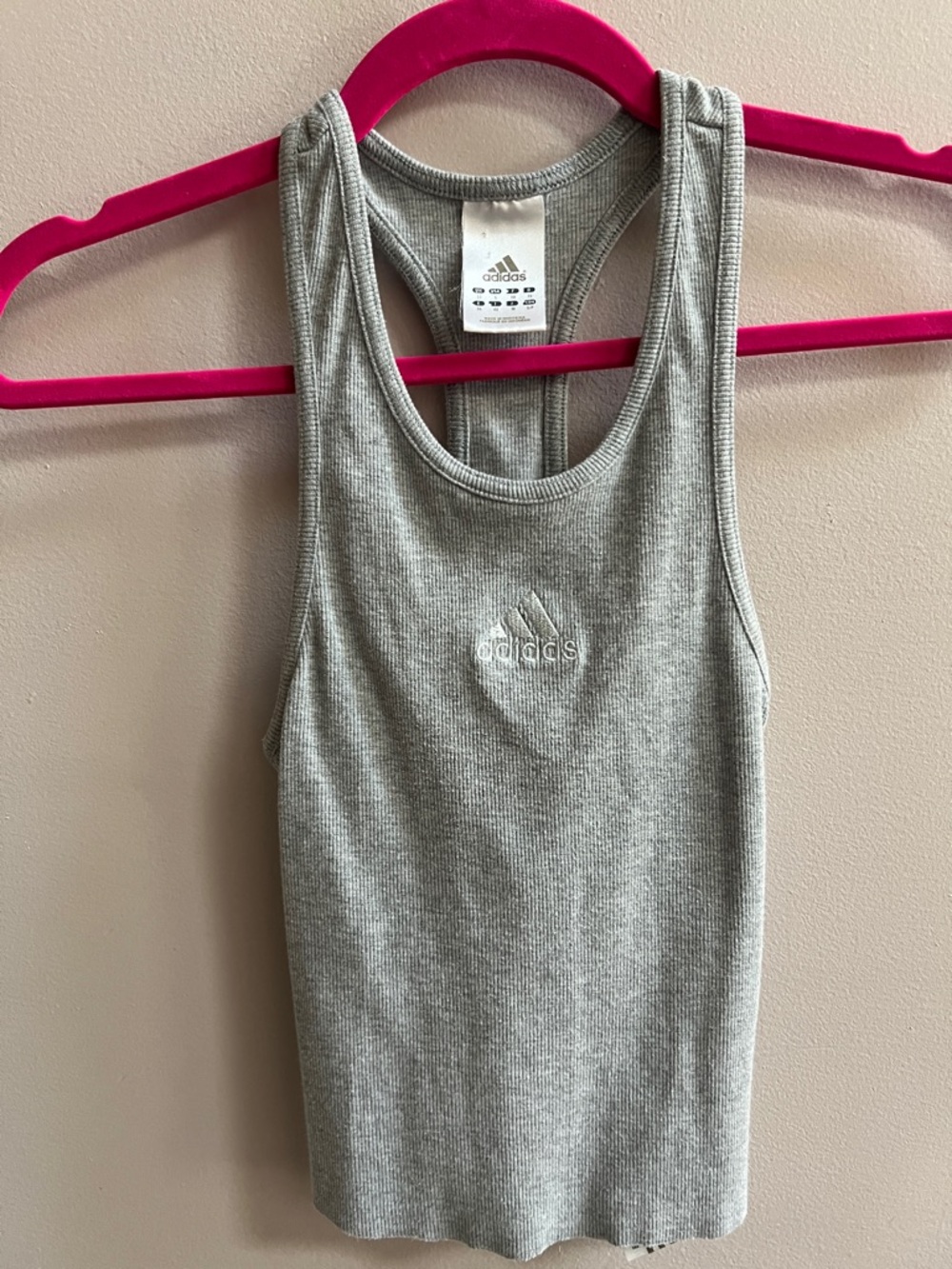 adidas Light Gray Ribbed Racerback Tank Size Small